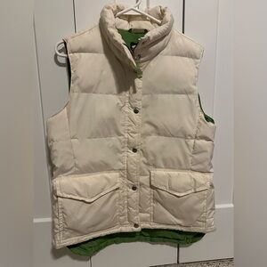 |GUC| J. Crew Cream and Green Down Puffer Vest Medium